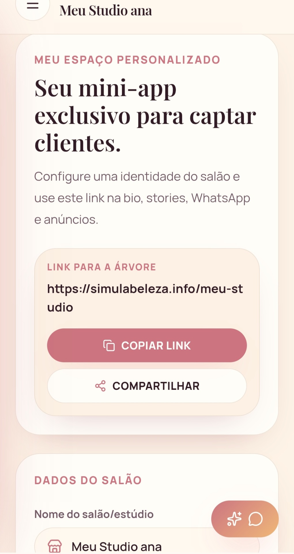 Link exclusivo para a árvore