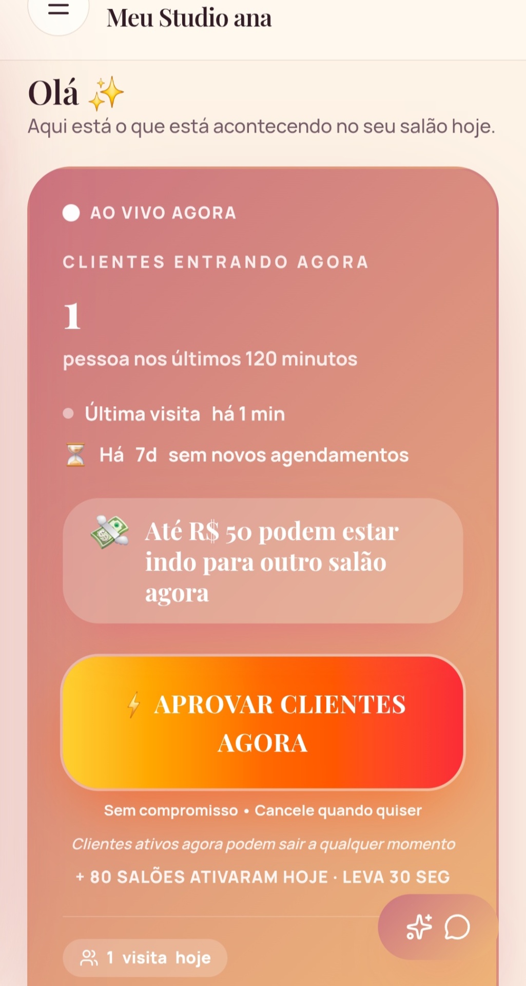 Painel ao vivo do estúdio