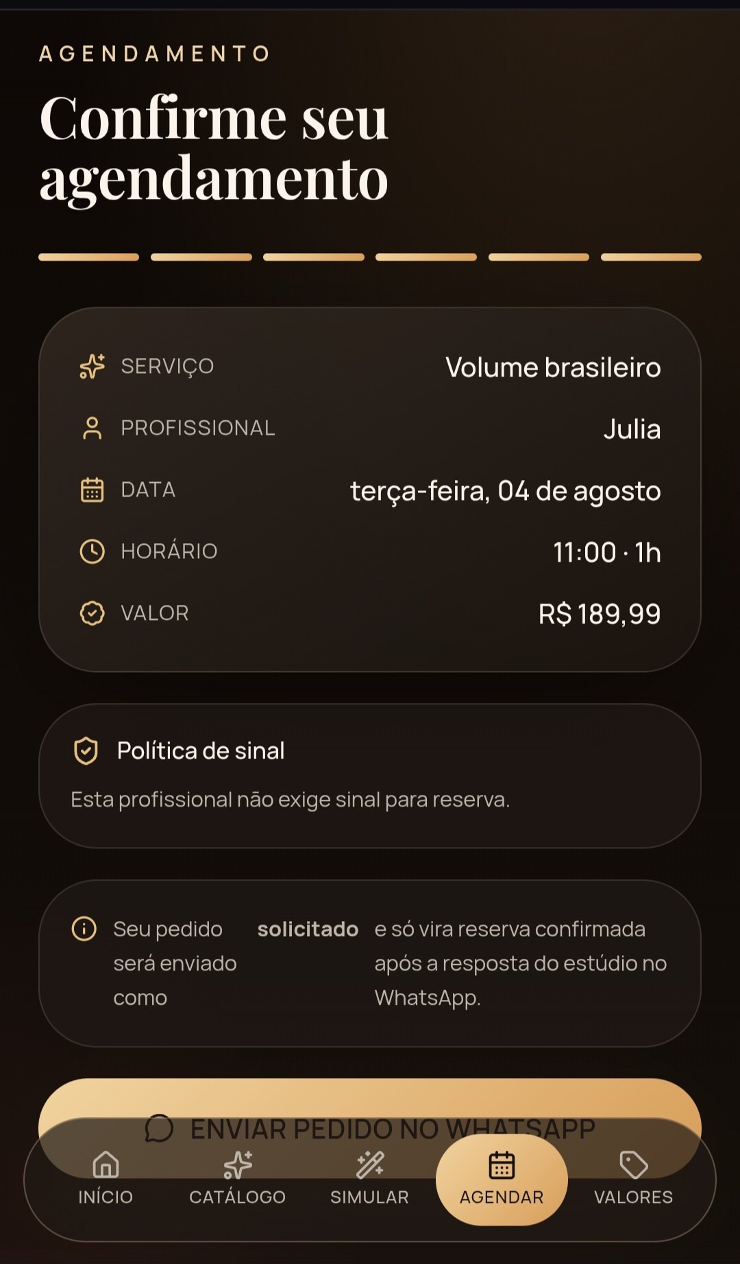Confirmação do agendamento