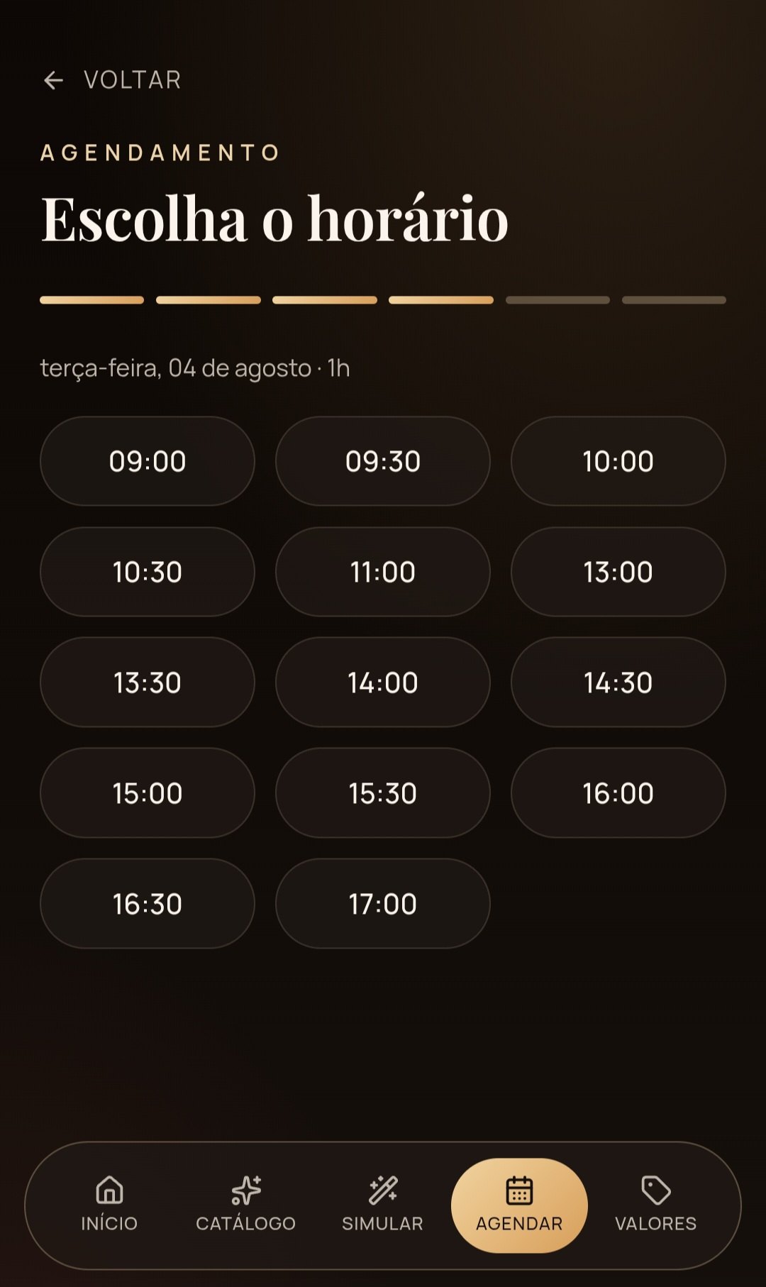 Escolha de horário no agendamento online