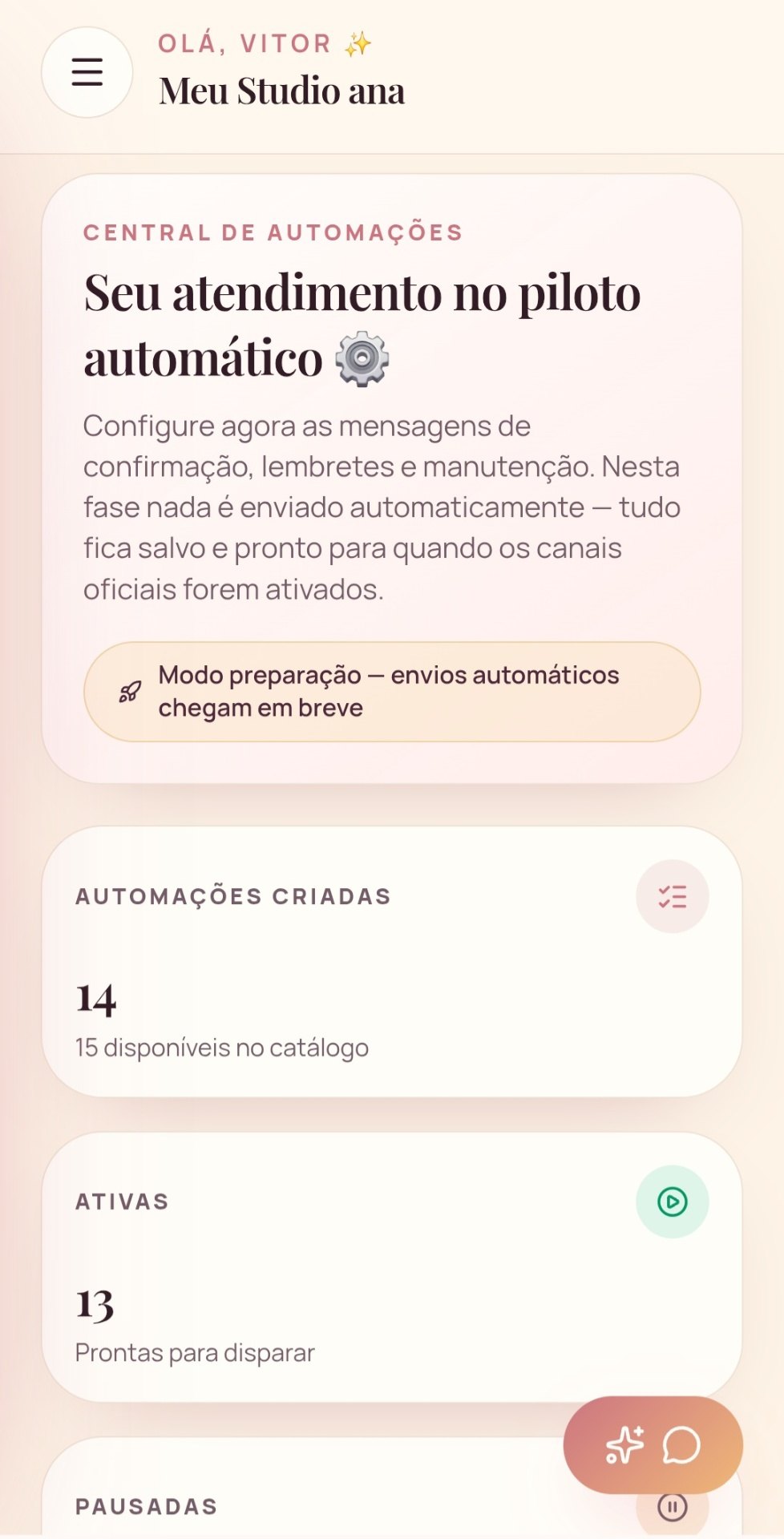 Central de automações do estúdio